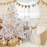 White Christmas Tree Decorated Room Backdrop UK M10-05