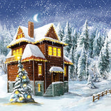 Winter Snowy Village Christmas Tree Backdrop UK M10-07