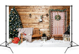 Christmas Tree Garland Door House Backdrop UK M10-09