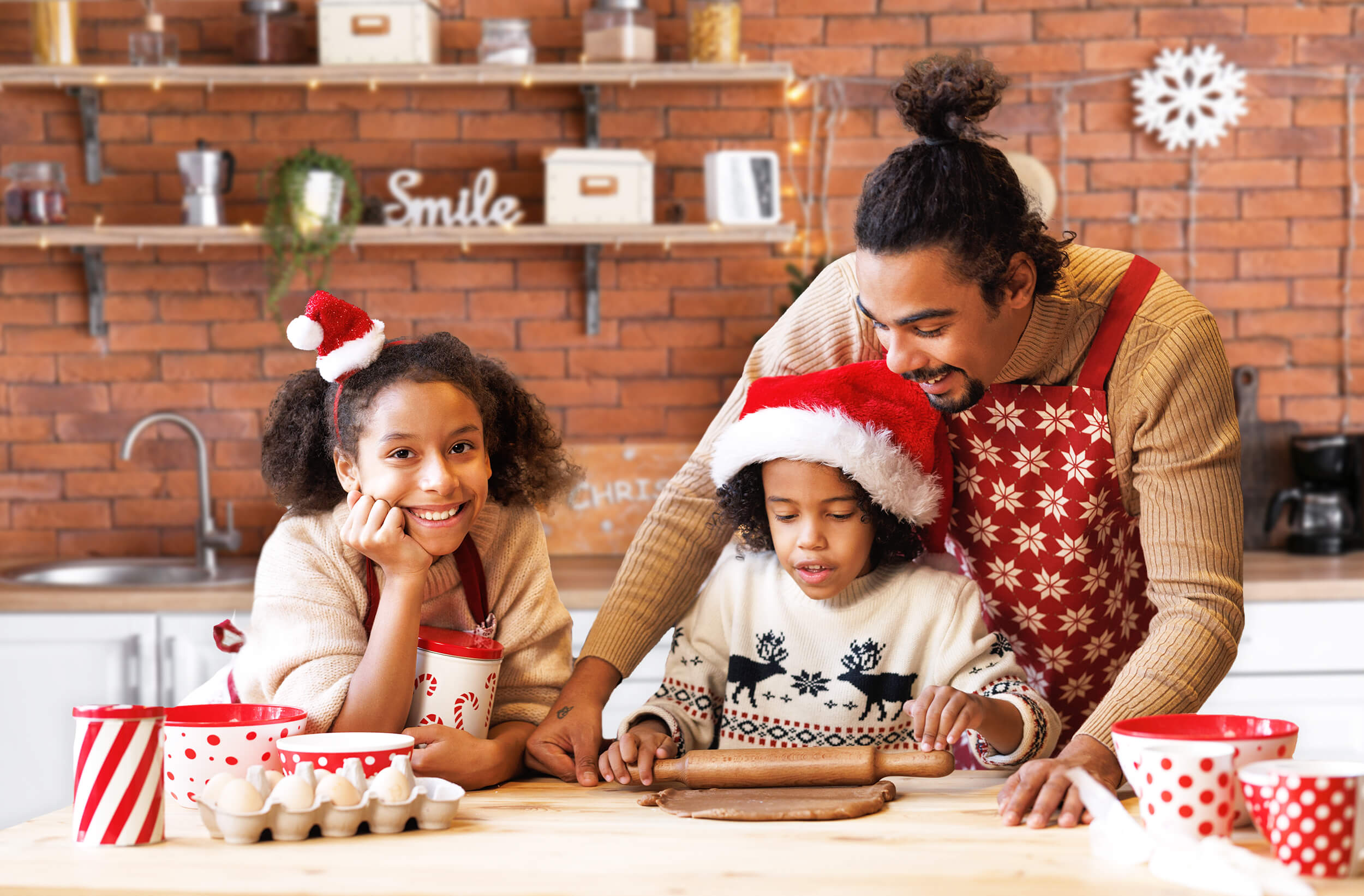 Christmas Brick Wall Kitchen Photography Backdrop UK M10-11