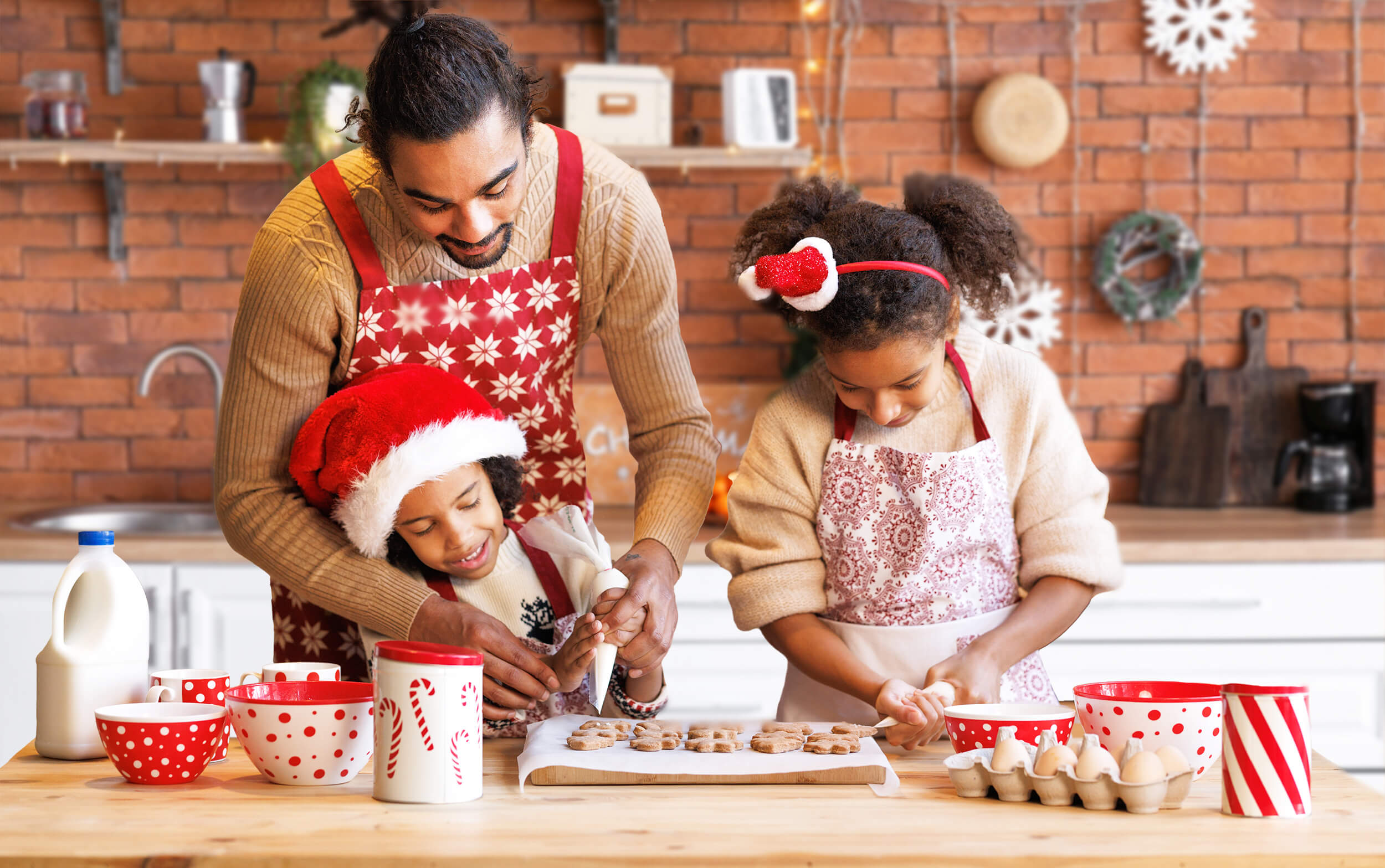 Christmas Brick Wall Kitchen Photography Backdrop UK M10-11