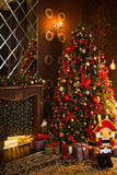 Christmas Tree Warm Fireplace Photography Backdrop UK M10-17