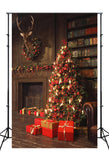 Christmas Tree Gifts Decorated Fireplace Backdrop UK M10-19