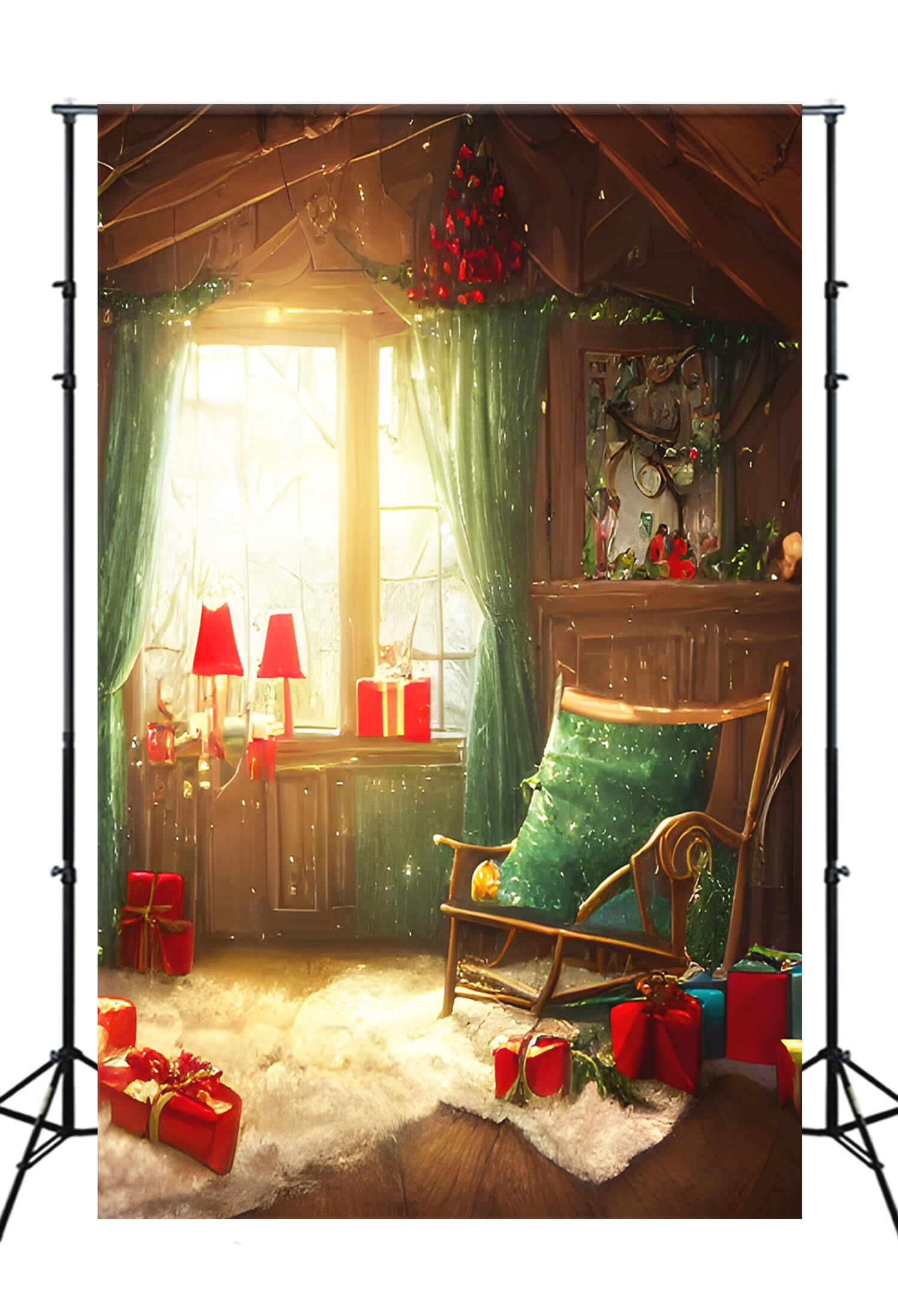 Christmas Santa House Room Photography Backdrop UK M10-28