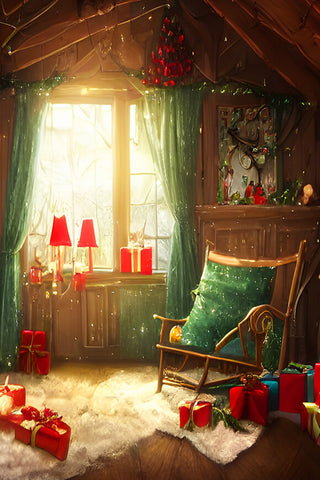 Christmas Santa House Room Photography Backdrop UK M10-28