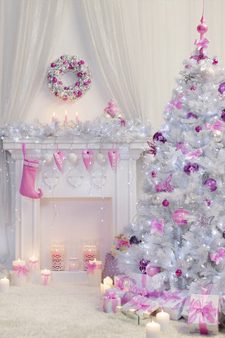 Christmas Tree Fireplace Interior Decoration Backdrop UK M10-29