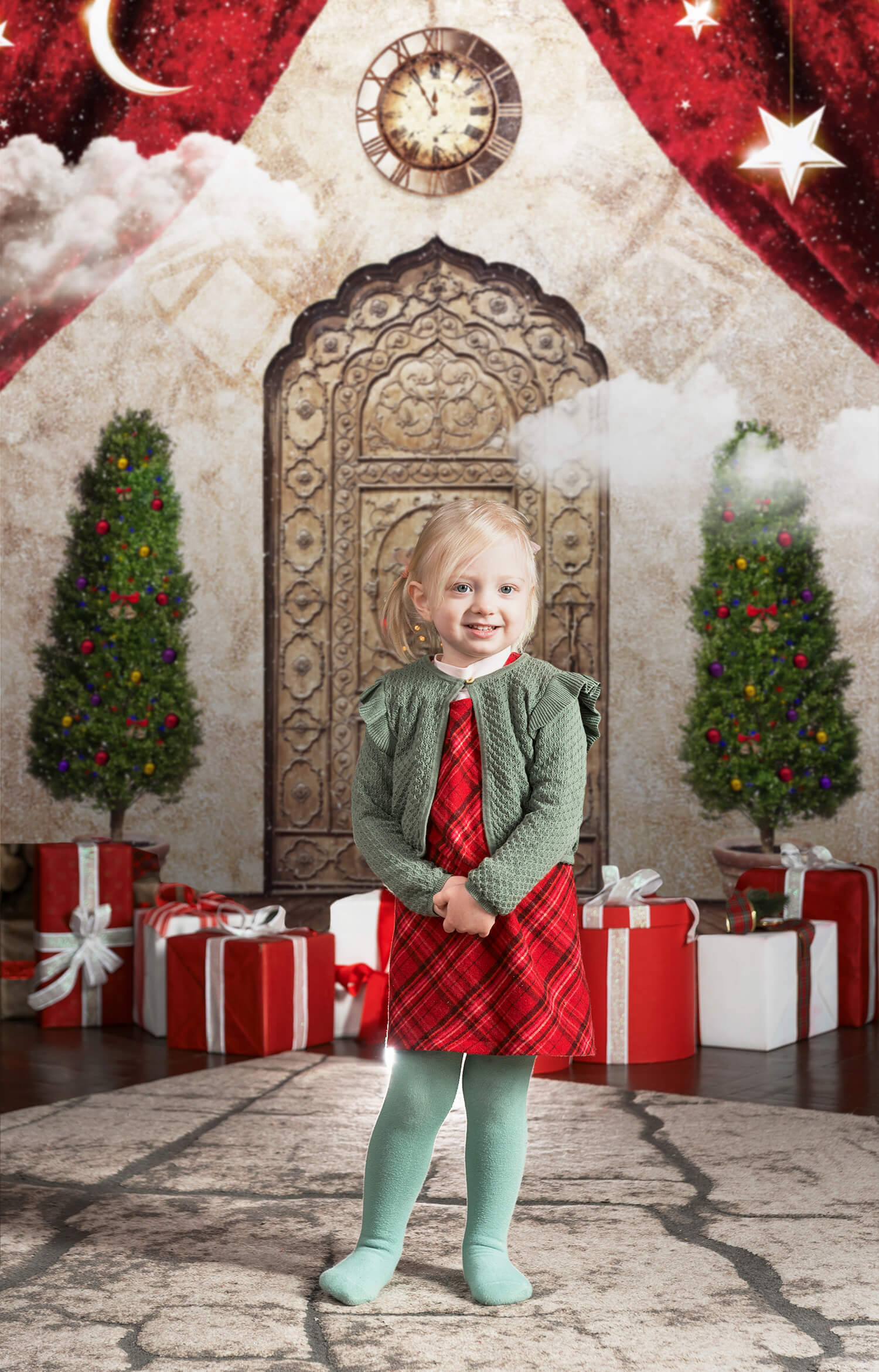 Christmas Wonderland Door Moon Stars Backdrop UK M10-30