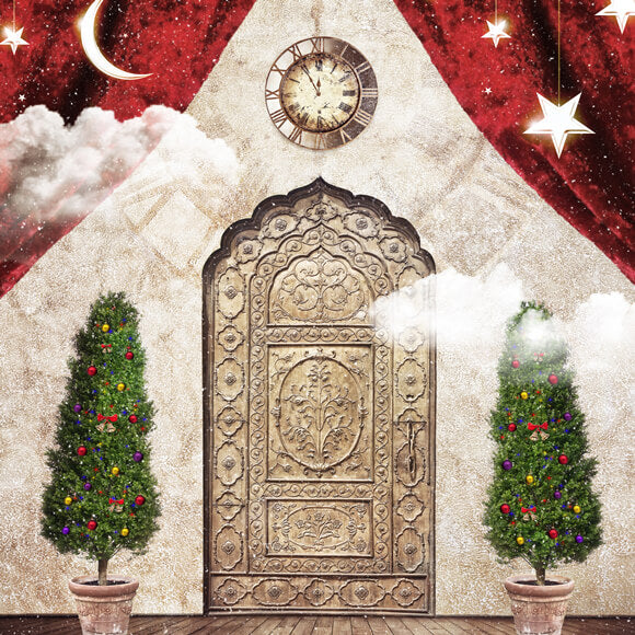 Christmas Wonderland Door Moon Stars Backdrop UK M10-30