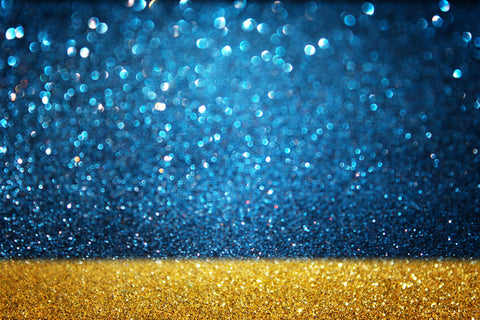 Blue and Gold Glitter Bokeh Photography Backdrop UK M10-40