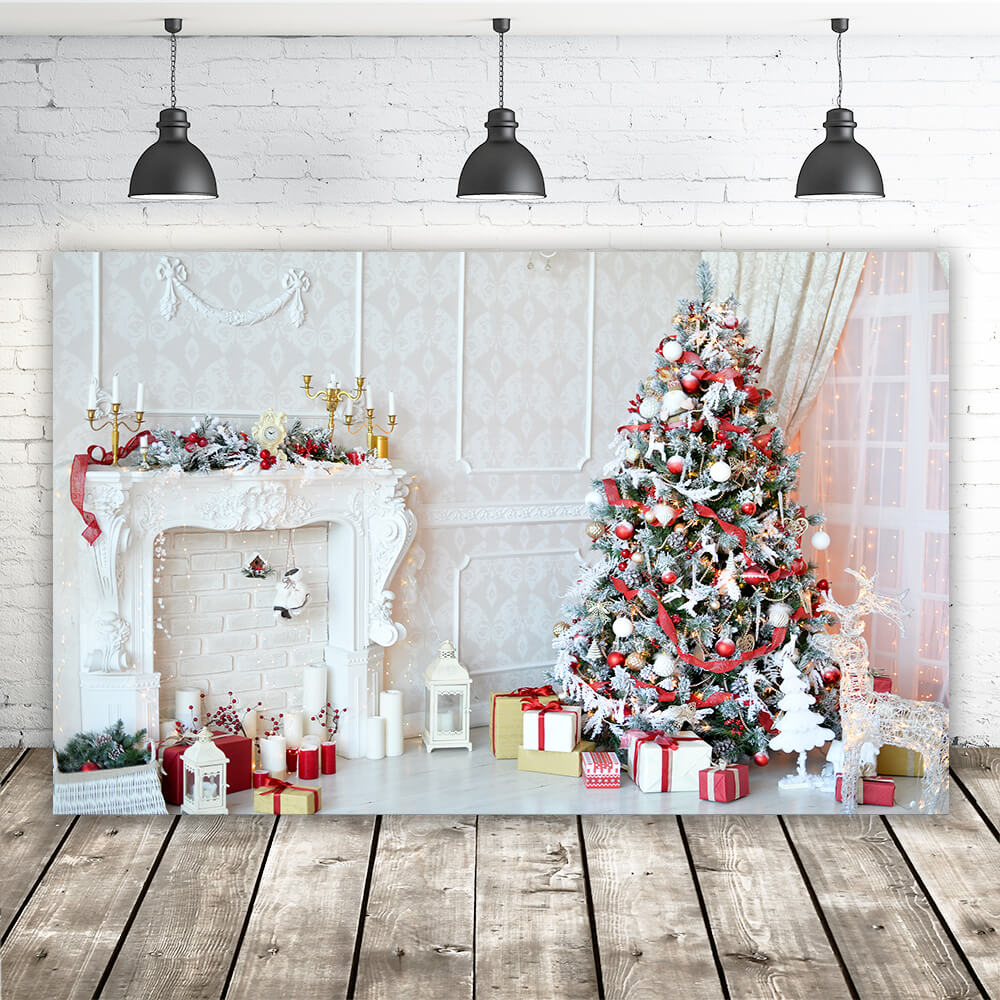 Decorated Fireplace backdrop UK for Christmas  GX-1048