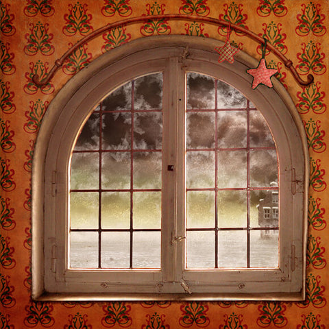 Christmas Window Snow View Studio Backdrop UK M10-48