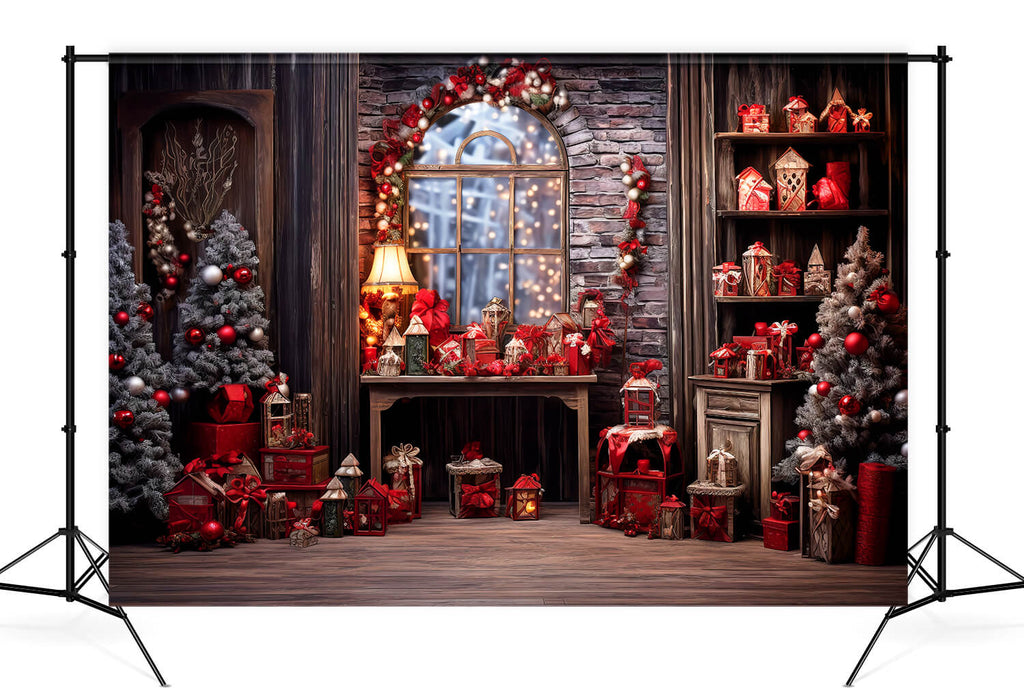 Christmas Tree Gifts Backdrop for Photography UK M10-51 – Dbackdropcouk