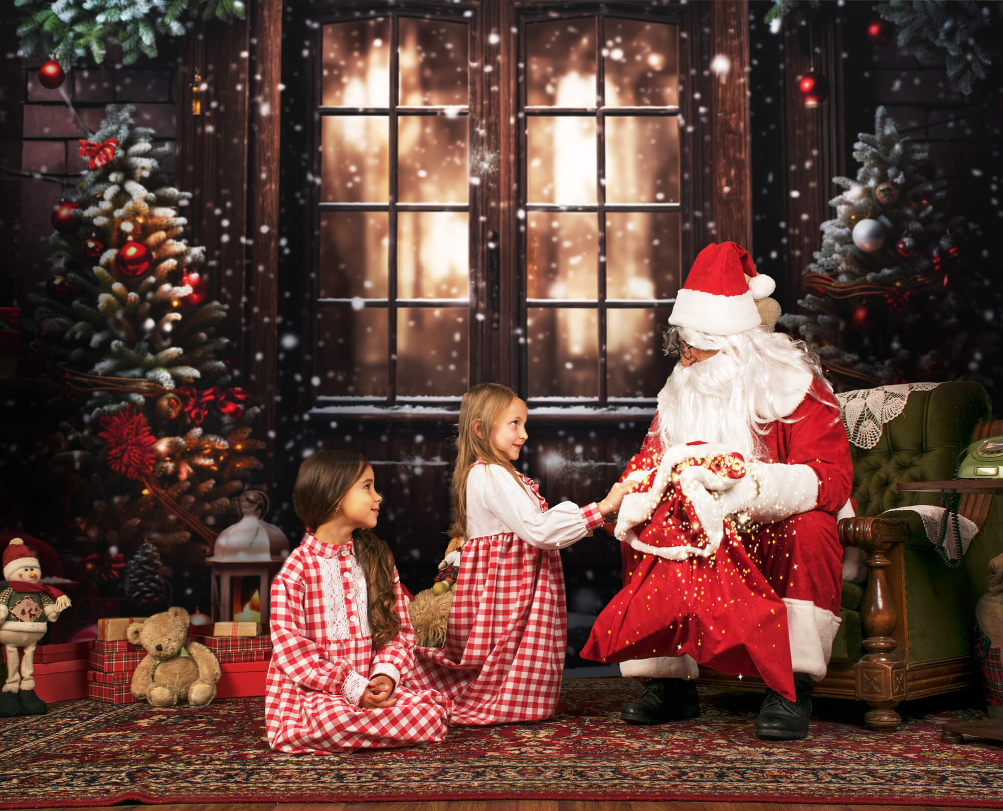 Christmas Door Snowy Night Studio Backdrop UK M10-52