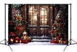 Christmas Door Snowy Night Studio Backdrop UK M10-52