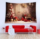 Snowflake Christmas Tree Presents Backdrop UK M10-53