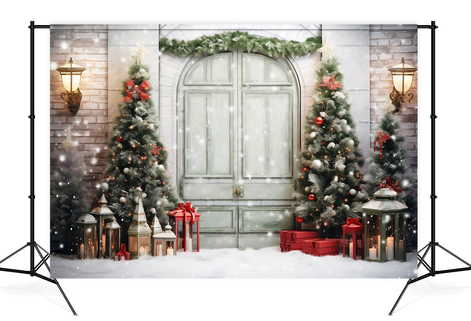 Christmas Trees Snowy Door Wall Backdrop UK M10-57