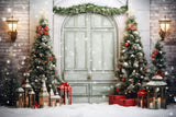 Christmas Trees Snowy Door Wall Backdrop UK M10-57