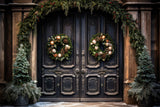 Christmas Decorated Front Door Backdrop UK M10-58