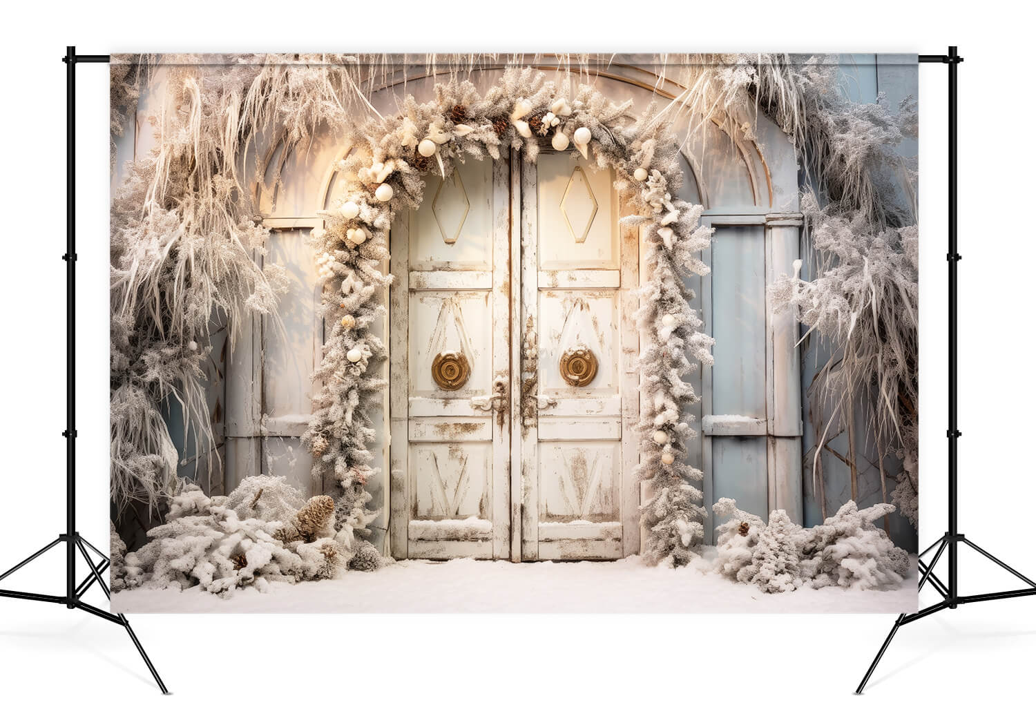 Winter Christmas Rustic Door Photo Backdrop UK M10-60