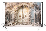 Winter Christmas Rustic Door Photo Backdrop UK M10-60