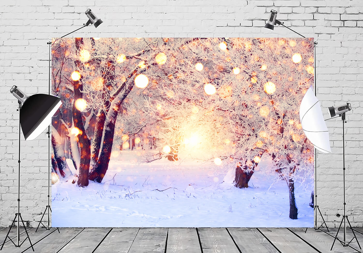 Winter Snow Glitter Lights Photography Backdrop UK M10-71