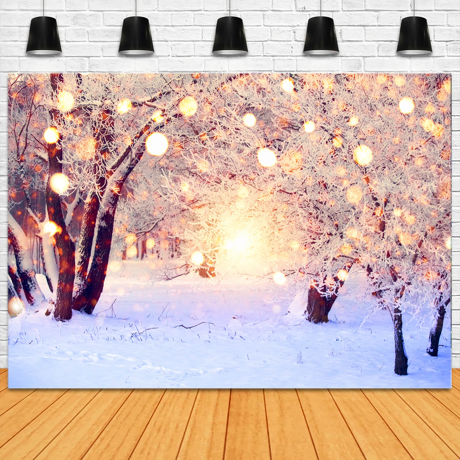 Winter Snow Glitter Lights Photography Backdrop UK M10-71