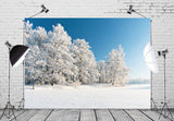 Snow Covered Winter Forest Photography Backdrop UK M10-74