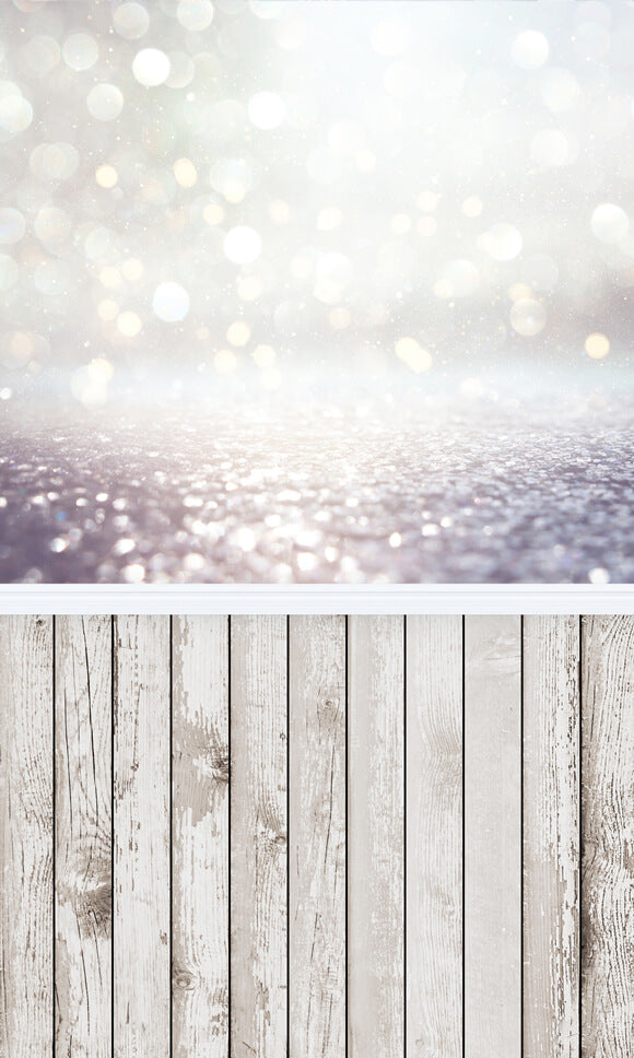 Glitter Bokeh Wooden Floor Christmas Backdrop UK M10-76