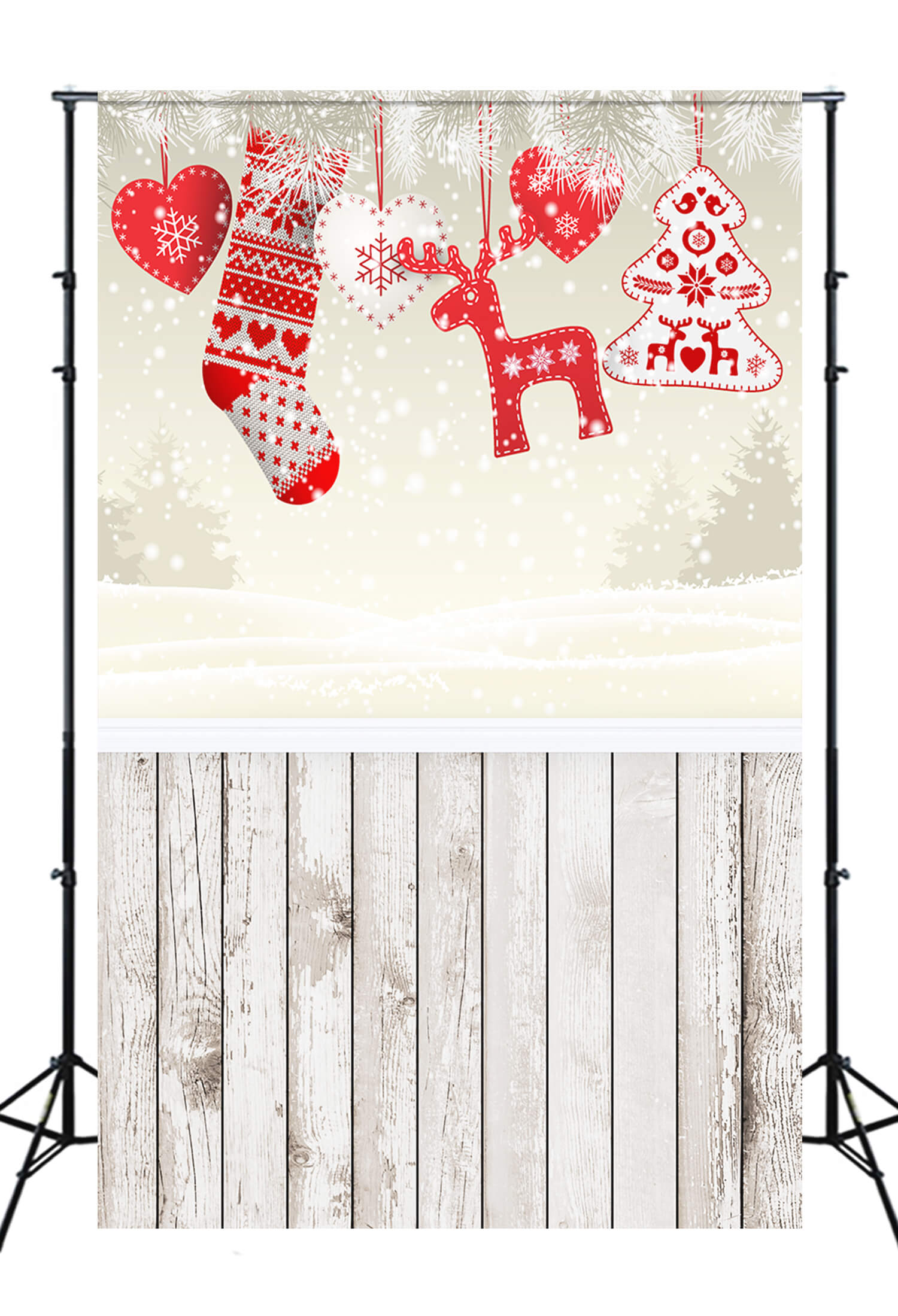 Christmas Stocking Decor Wooden Floor Backdrop UK M10-77