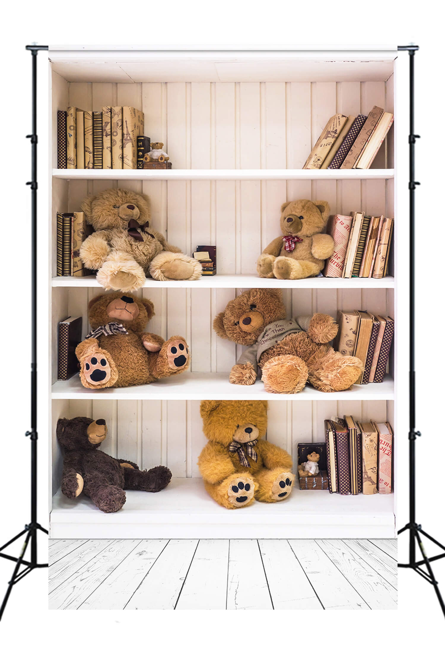 Bookshelf Toy Bear Wooden Floor Studio Backdrop UK M11-05