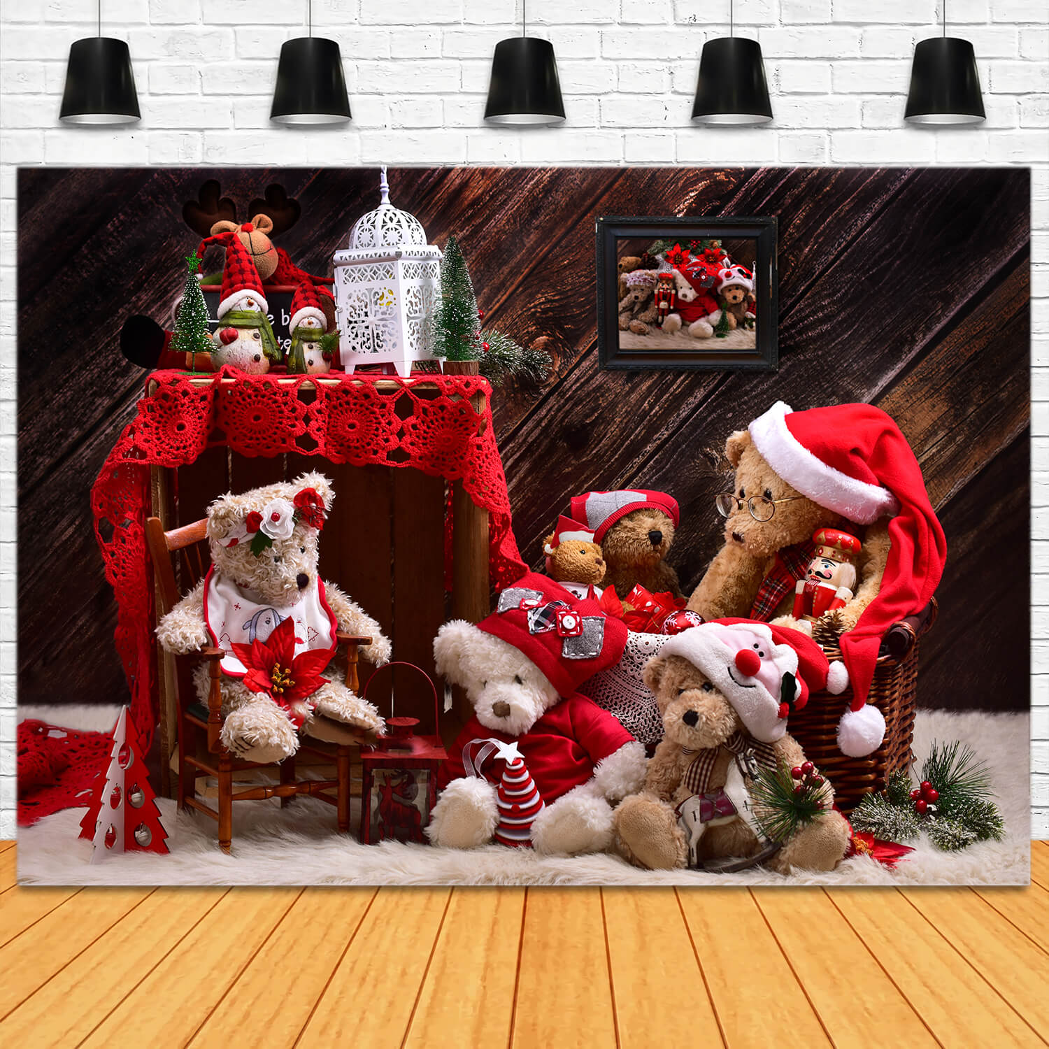 Christmas Teddy Bears Backdrop for Photography UK M11-08