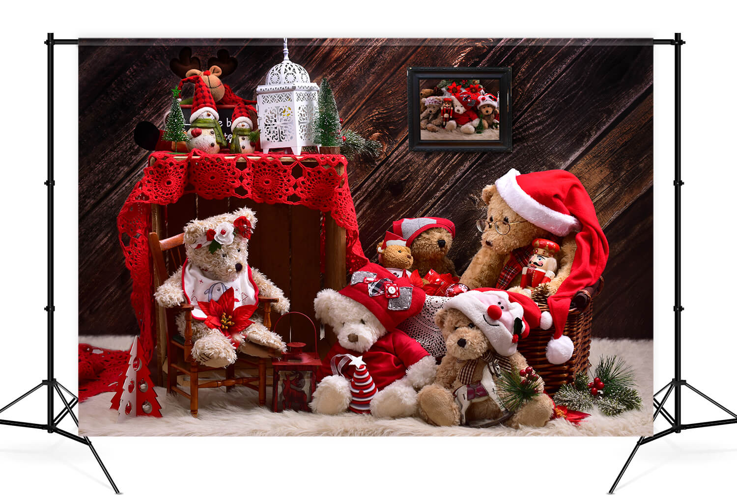 Christmas Teddy Bears Backdrop for Photography UK M11-08