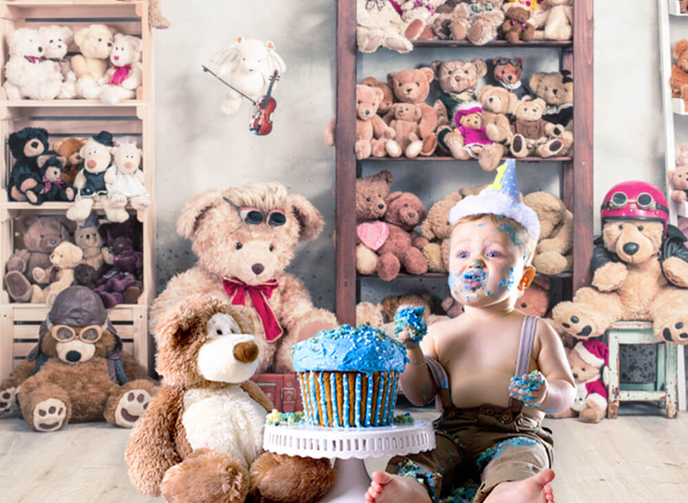 Toy Bears Doll Children Photography Backdrop UK M11-09