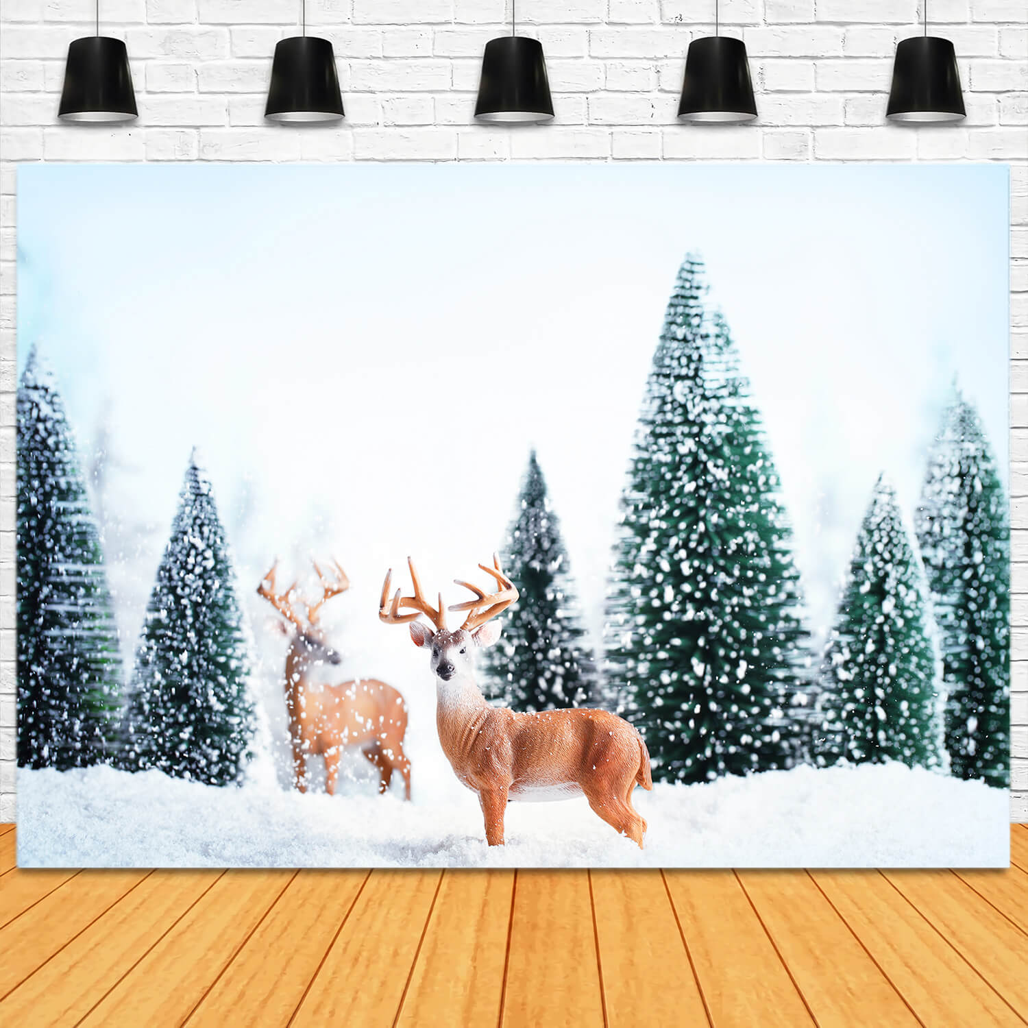 Winter Snow Forest Elk Landscape Backdrop UK M11-13