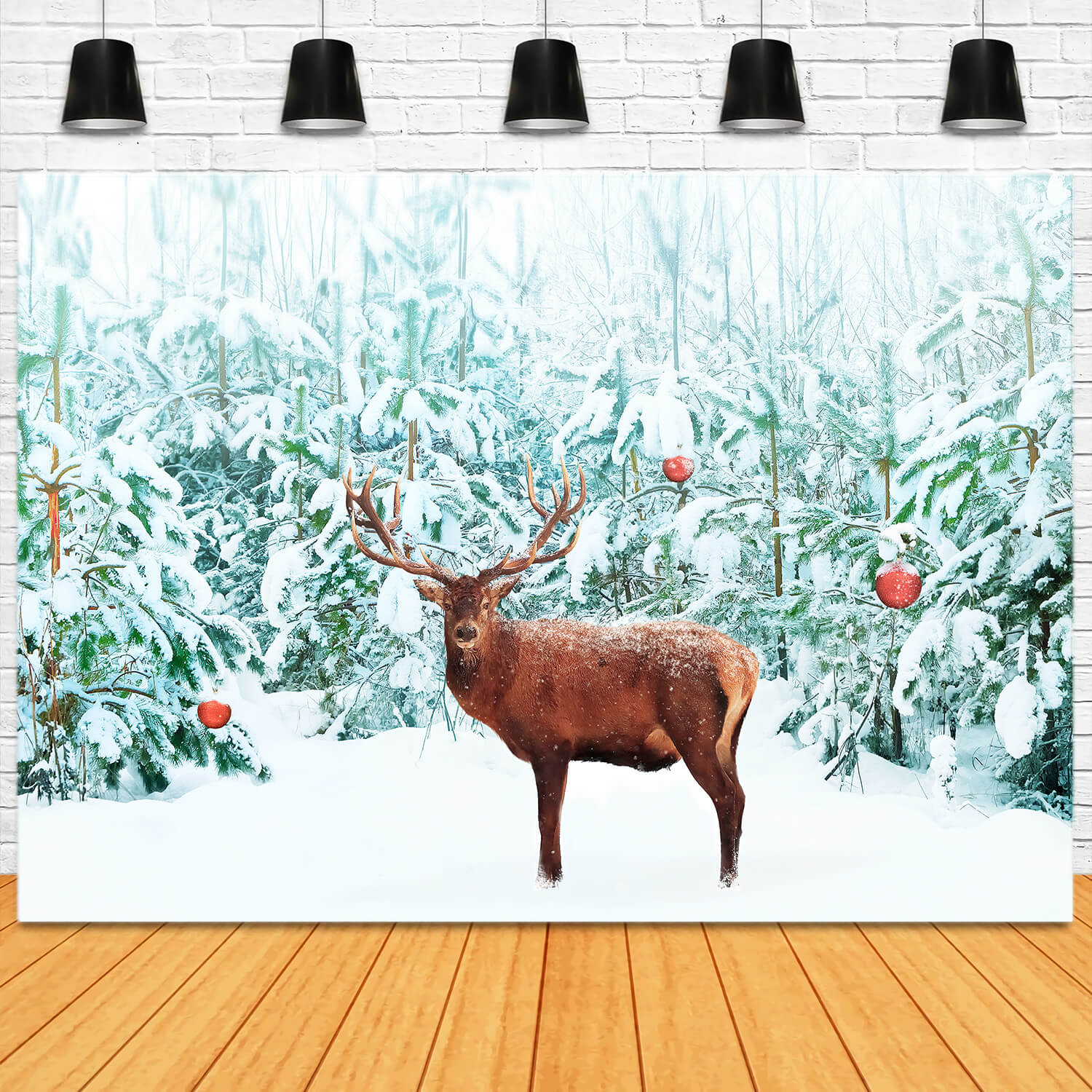 Noble Red Deer Winter Snow Forest Backdrop UK M11-14