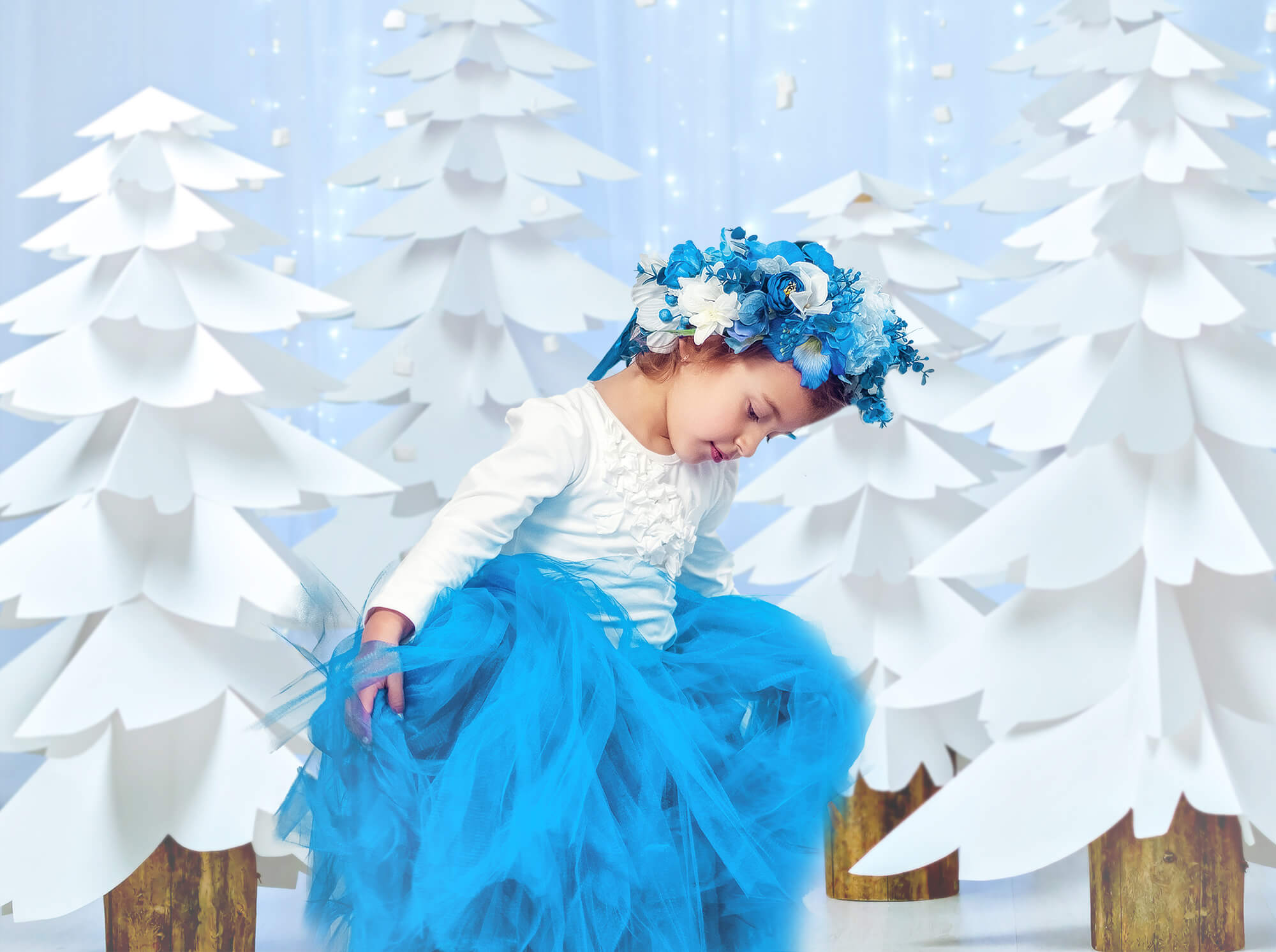 Paper Christmas Trees Photography Backdrop UK M11-16