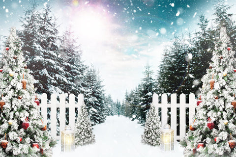Christmas Tree Winter Forest Snowflake Backdrop UK M11-28