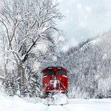 Winter Snow Covered Forest Train Backdrop UK M11-30