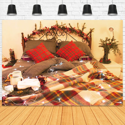 Christmas Decorated Interior Room Bed Backdrop UK M11-33