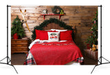 Christmas Bedroom Retro Wooden Wall Backdrop UK M11-34