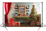 Christmas Tree Red Curtain Gifts Studio Backdrop UK M11-36
