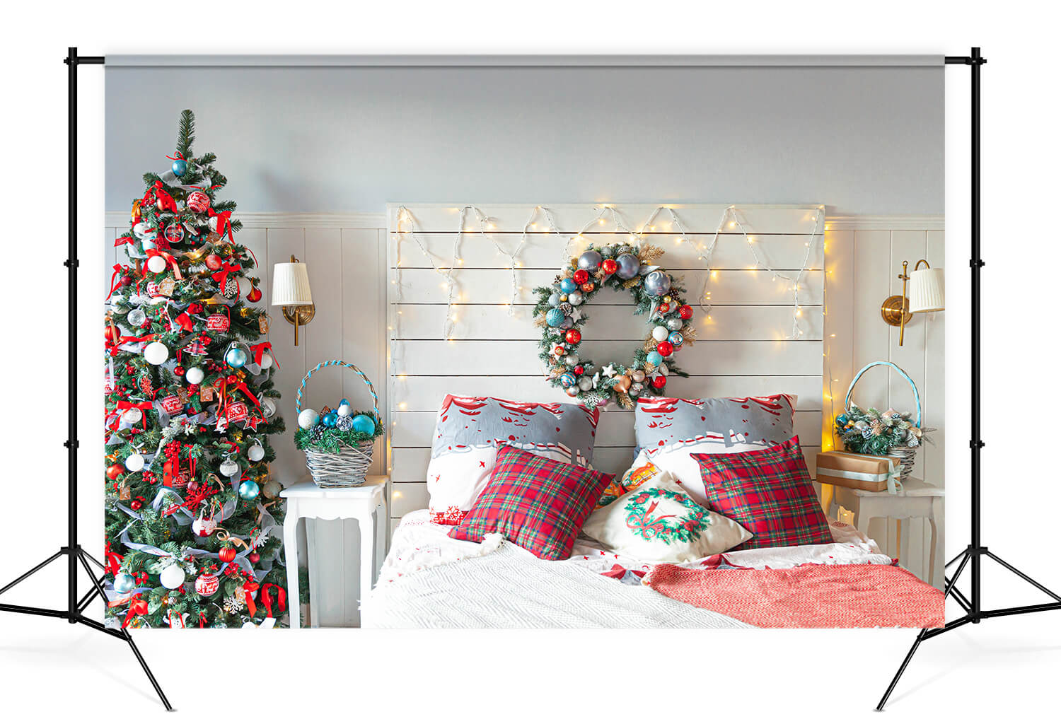 Christmas Tree Decorated Room Interior Backdrop UK M11-37