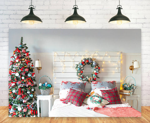 Christmas Tree Decorated Room Interior Backdrop UK M11-37