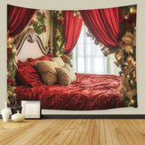 Christmas Room Garland Red Bed Backdrop UK M11-39