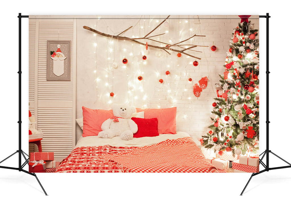 Christmas Tree Bedroom with Lights Backdrop UK M11-42