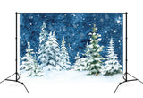 Winter Spruce Forest Snow Watercolor Backdrop UK M11-46
