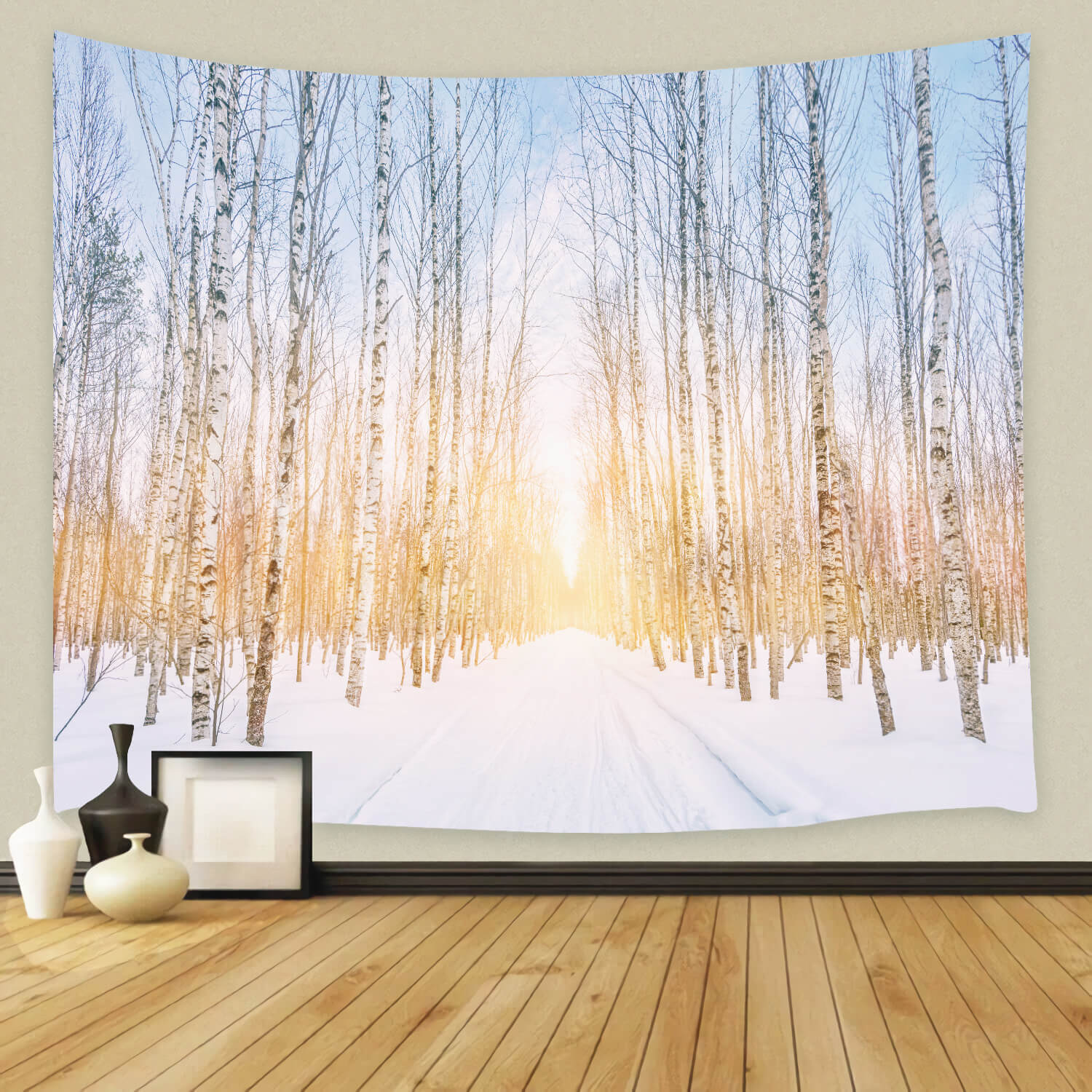 Winter Snowy Forest Park Sunshine Backdrop UK M11-47