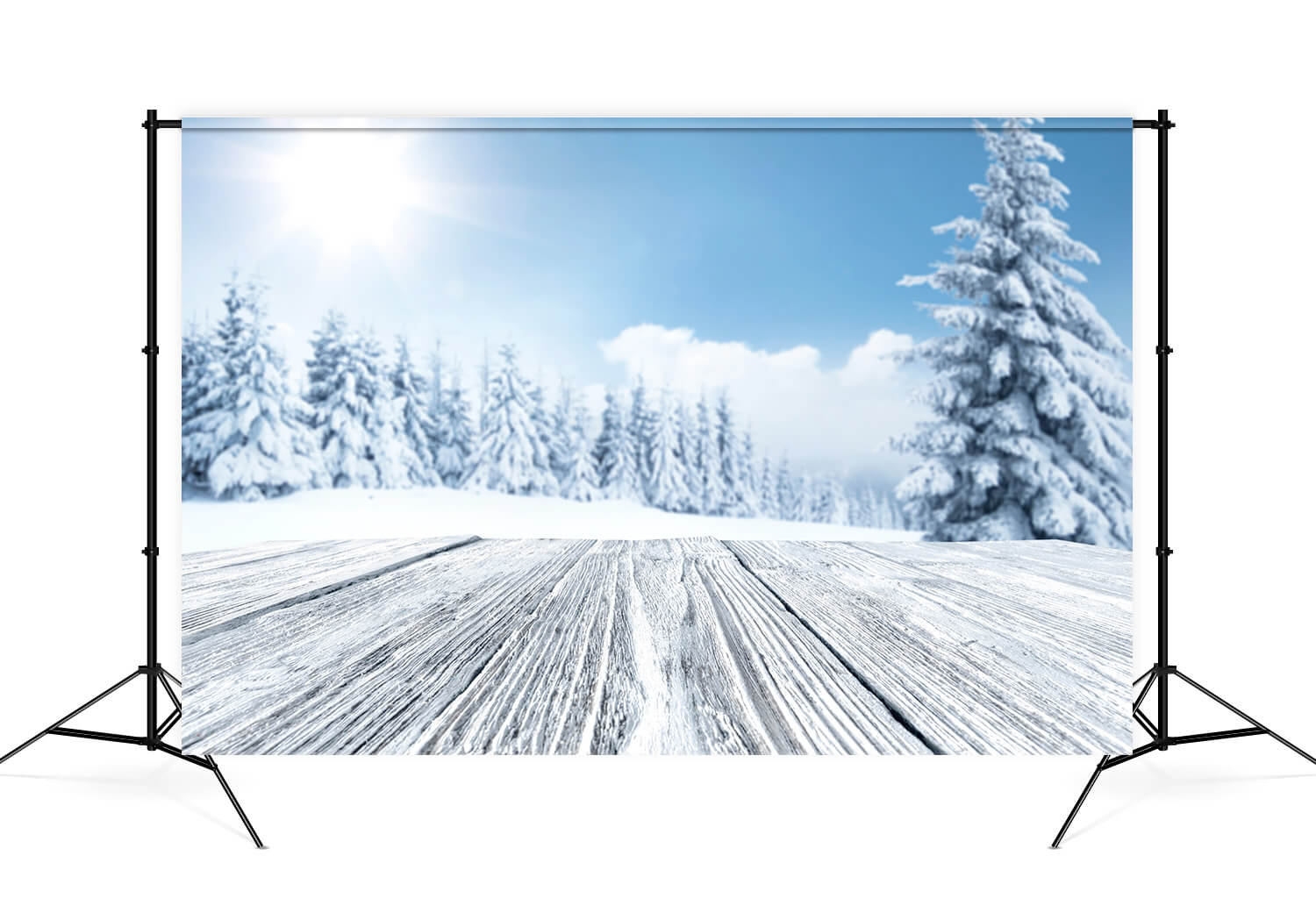 Winter Snowy Tree Woods Landscape Backdrop UK M11-48