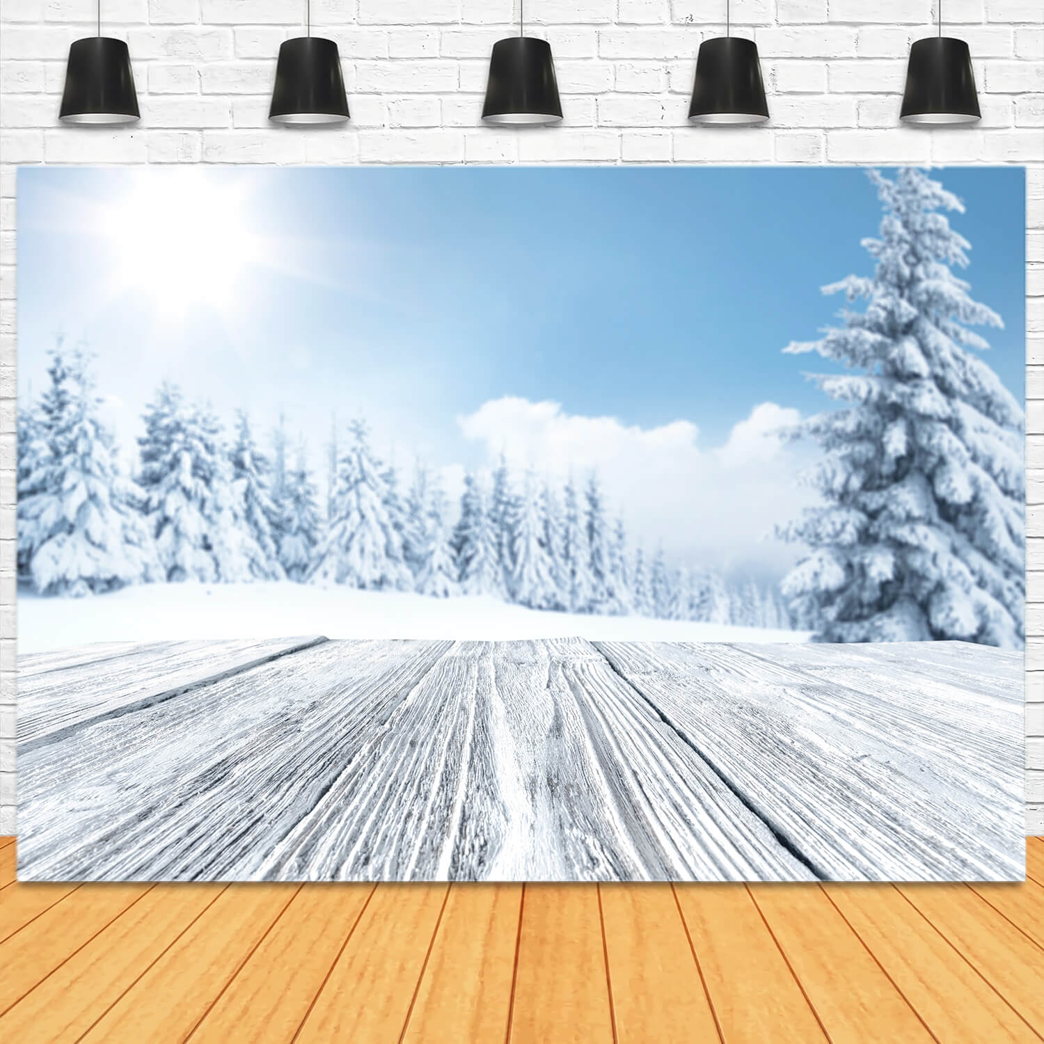 Winter Snowy Tree Woods Landscape Backdrop UK M11-48