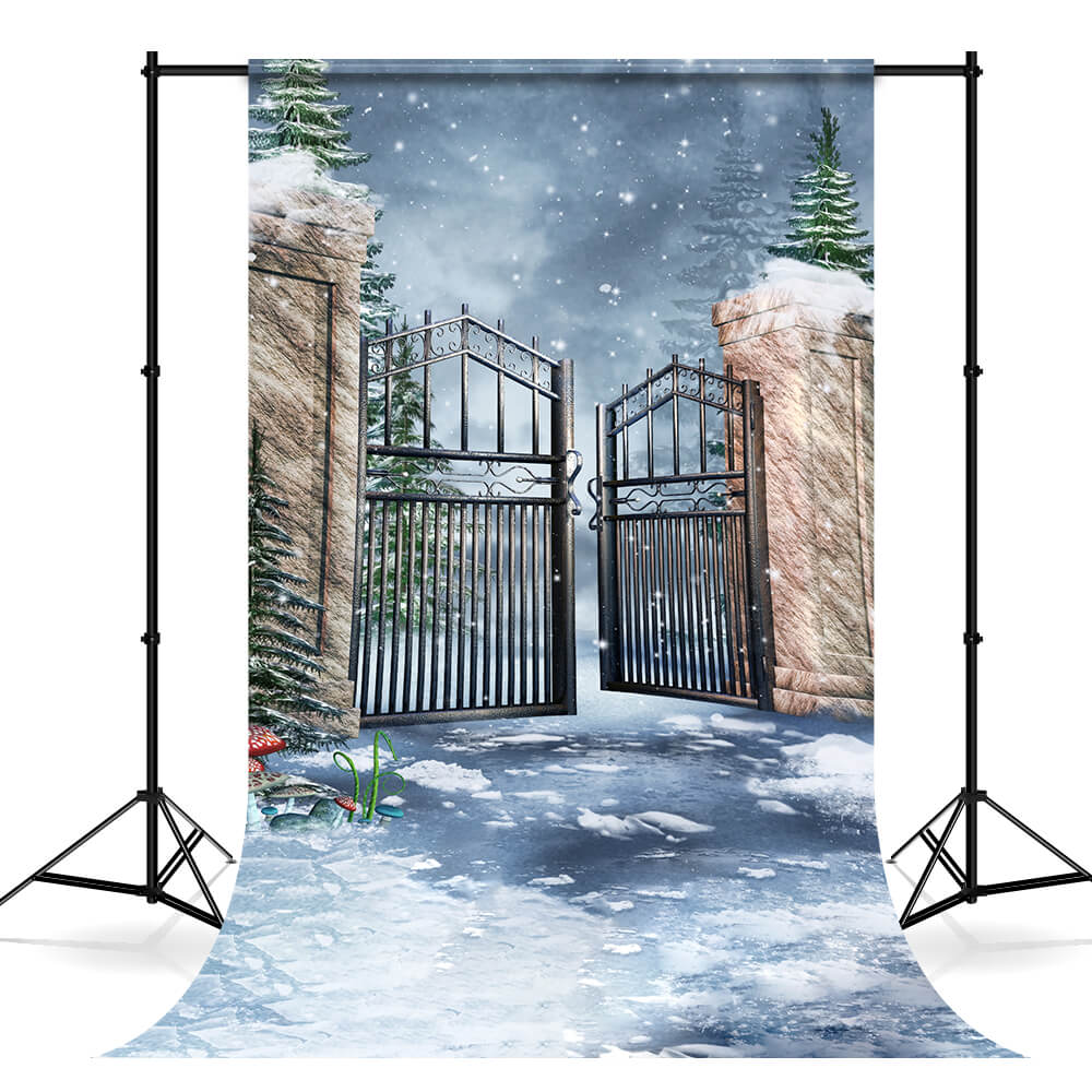 Fantasy Winter Snow Gate Forest Backdrop UK M11-52